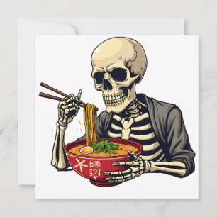 Convites Malandro Halloween Pastel Skeleton Comendo Ramen