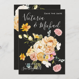 Convites Maldito Jardim Floral Escuro e Moody Salve a data