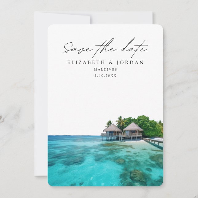 Convites Maldivas Foto para Salvar o Casamento de Data (Frente)