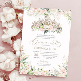 Convites Maleáveis Rosas Rosa e Brancas Elegante Quinceaner