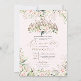 Convites Maleáveis Rosas Rosa e Brancas Elegante Quinceaner