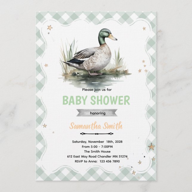Convites Mallard Duck Baby Shower Invitation (Frente)