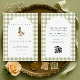 Convites Mallard Duck Gingham All in One Baby Shower