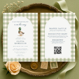 Convites Mallard Duck Gingham All in One Baby Shower