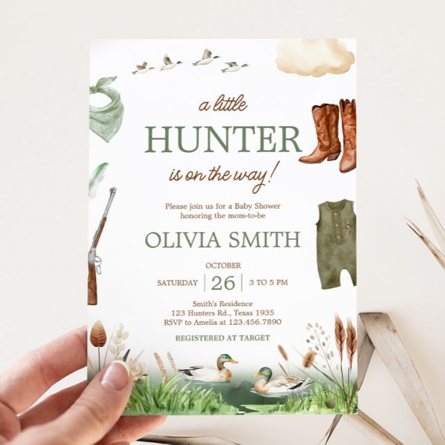 Convites Mallard Duck Hunting Chá de fraldas (Duck Hunter Baby Shower Invitation)