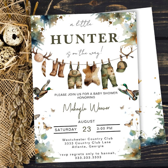 Convites Mallard Duck Hunting Hunter Clothes Baby Shower (Criador carregado)