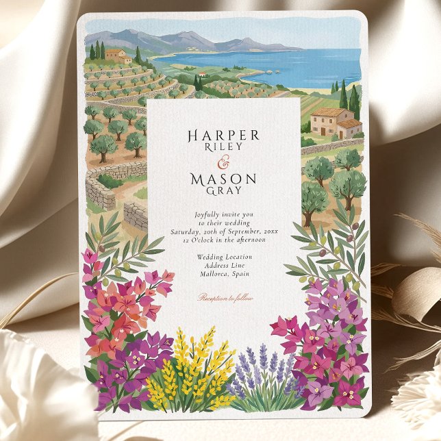 Convites Mallorca Spain Mediterranean Coast Olive Wedding (Criador carregado)