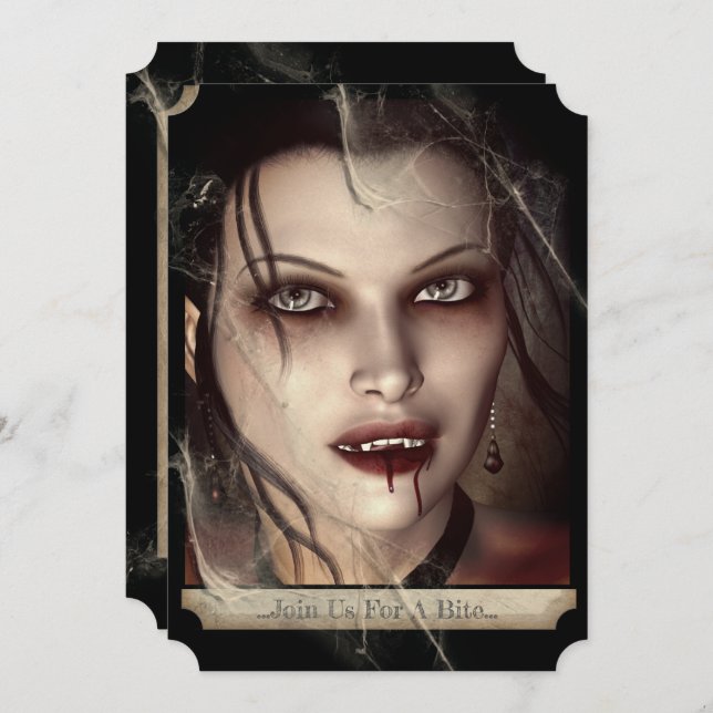Convites Malvado Vampiro Gótico do Halloween (Frente/Verso)