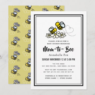 Convites Mamã ao chá de fraldas bonito da margarida branc