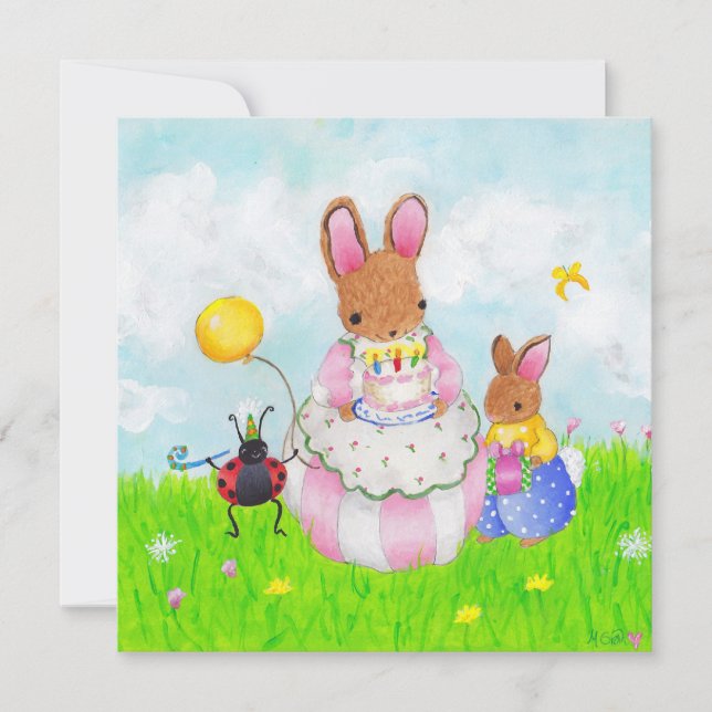 Convites mama coelhinha com bolo (Frente)