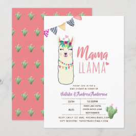Convites Mama Llama Chá de fraldas Fiesta Cactos Cute Girls