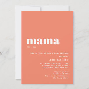 Convites Mama Minimalista A Ser Chá de fraldas Rosa De Salm