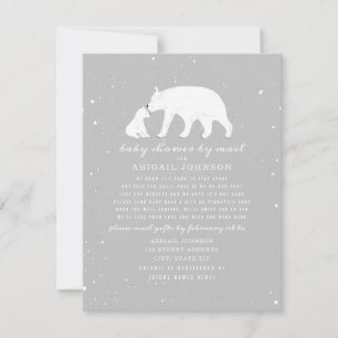 Convites Mamãe + Bebê Polar Ursa Neutra Chá de fraldas Por 