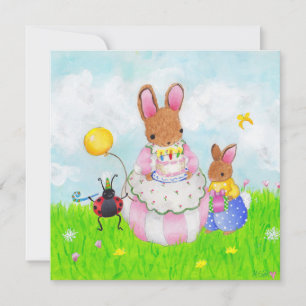 Convites mamãe coelhinha com bolo