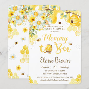 Convites Mamãe de Abelha Amarelo Chá de fraldas Neutro em