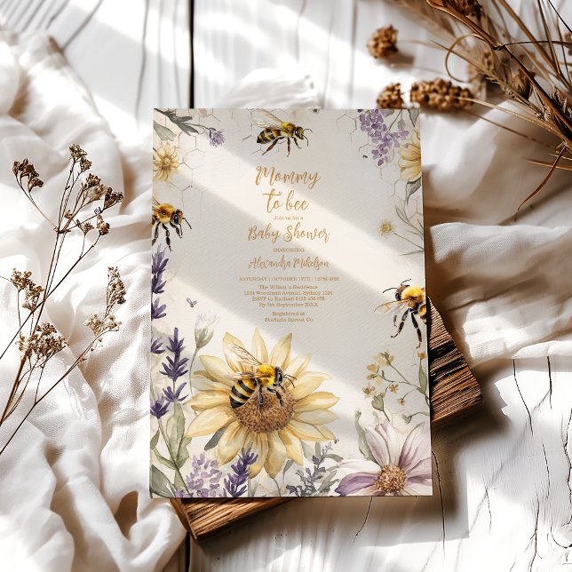 Convites Mamãe de vindima para Chá de fraldas Floral Amarel (Criador carregado)