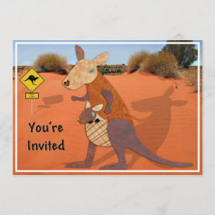 Convites Mamãe e Baby Kangaroo no Convidado do Exterior