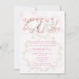 Convites Mamãe e Chá de fraldas de Pastel Elefante Me