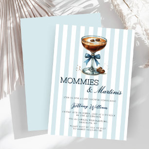 Convites Mamãe e Martinis Chá de fraldas Arco Azul