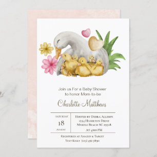 Convites Mamãe e Pato Bebê Animais Aquáticos Chá de fraldas