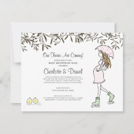 Convites Mamãe Grávida Sob Chá de fraldas Guarda-chuvas