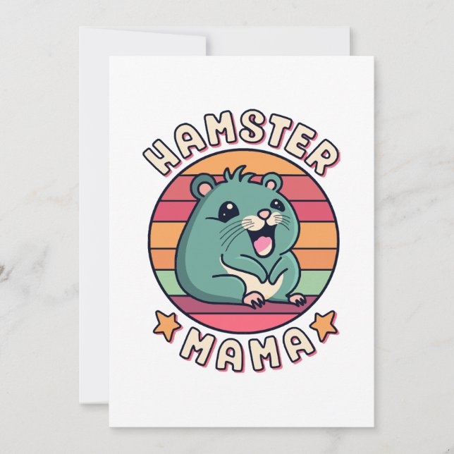 Convites Mamãe Hamster Fofa Kawaii Roedor Mãe (Frente)