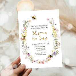 Convites Mamãe para Bee Wildflower Honeybee Chá de fraldas