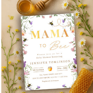 Convites Mamãe para Bee Wildflower Primavera