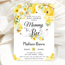 Convites Mamãe para Chá de fraldas Floral Amarelo de Abelha