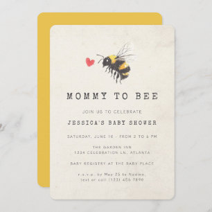 Convites Mamãe para o Chá de fraldas Amarelo do Coração da 