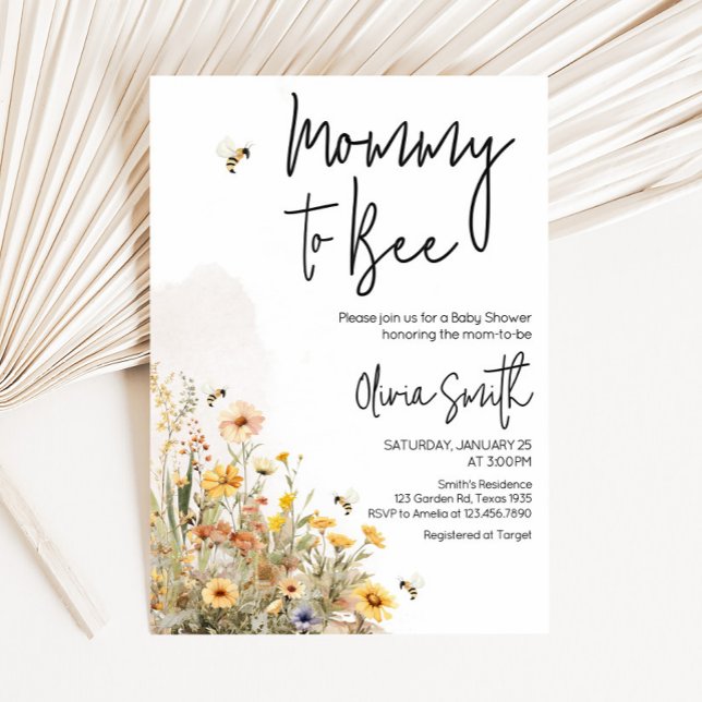 Convites Mamãe para o Chá de fraldas de Bebê (Wildflower Mommy to Bee Baby Shower Invitation)