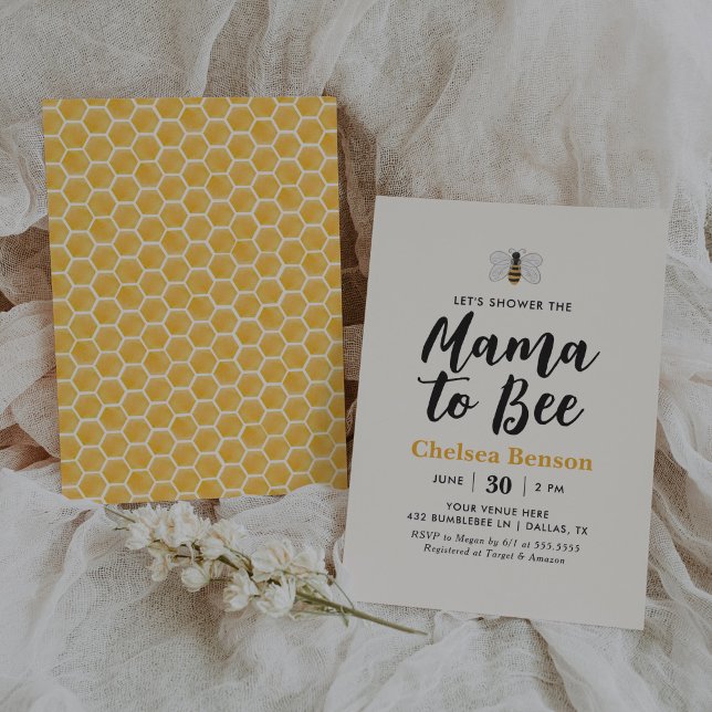 Convites Mamãe para o Chá de fraldas de Bee Bumblebee (Criador carregado)