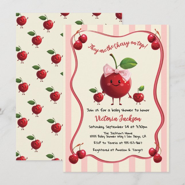 Convites Mamães e gêmeos Bebê Chá de fraldas (Frente/Verso)