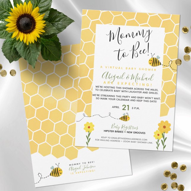 Convites Mamães Neutra Do Gênero Para Serem Chás de fraldas (Cute Gender Neutral Bumble Bee Baby Shower Theme Baby Shower Invitations
)