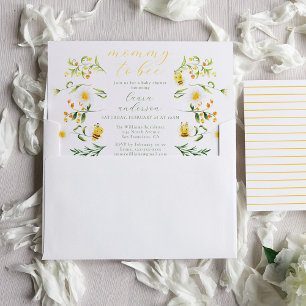 Convites Mamães Para Abelhar Chá de fraldas Floral Elegante