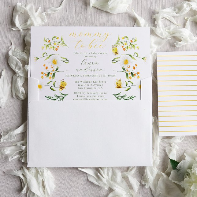 Convites Mamães Para Abelhar Chá de fraldas Floral Elegante (Criador carregado)