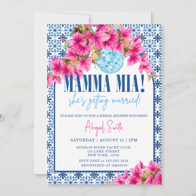 Convites Mamma Mia She's getting married Bridal Shower (Frente)