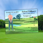 Convites Man Golf Player Swinging Into My 50th Birthday<br><div class="desc">"Tee off into a golden era! Our exclusive 50th birthday invitation captures the essence of leisure and accomplishment with its picturesque golf-themed watercolor design. Invite your guests to witness the perfect swing into his fifties, customizable with your name, date, and details. Get ready for a celebration that's as stylish as...</div>