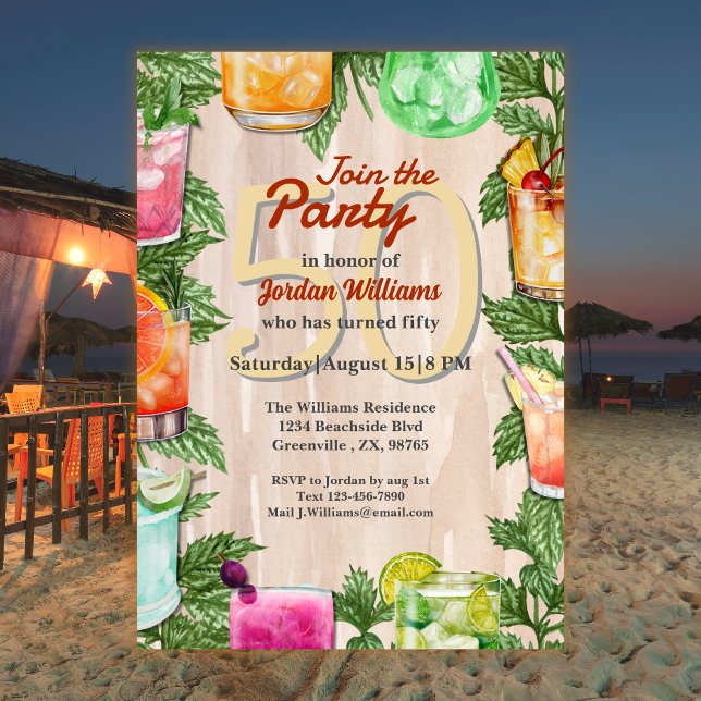 Convites Man Summer Backyard Cocktail 50ª Festa de aniversá (Criador carregado)