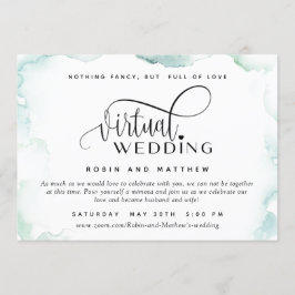 Convites Manchas de Aquarela Elegante, Casamento Virtual On