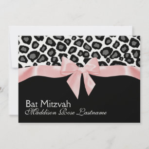 Convites Manchas-leopardo e fita-cola rosa Mitzvah