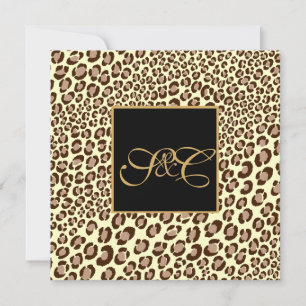 Convites Manchas-leopardo + espirais de pérola/safra