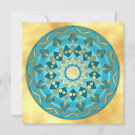 Convites Mandala azul dourado em Fundo de Ouro Suave