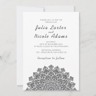 Convites Mandala de Casamento Lua Crescente Radiante e Arej
