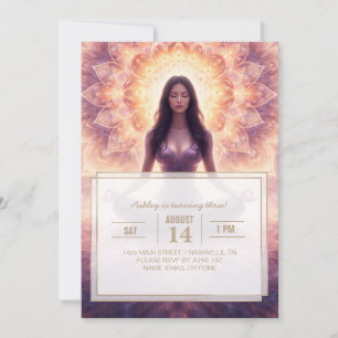 Convites Mandala de Meditação Brilhante Mulher Nome Persona