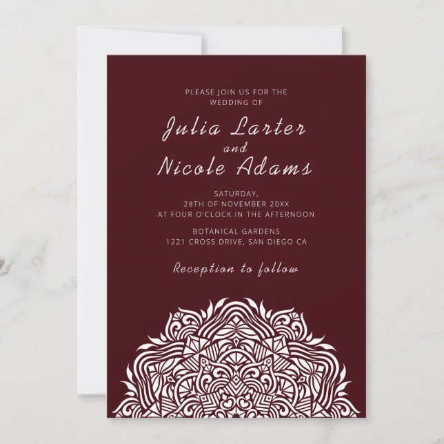 Convites Mandala de Noivado Ordenado Jóia Persa Casamento (Frente)