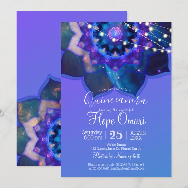 Convites Mandala do Lótus Azul (Frente/Verso)