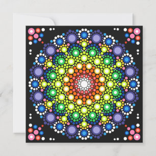 Convites Mandala Dot Fractal Retro Hippie Pontos Trippy