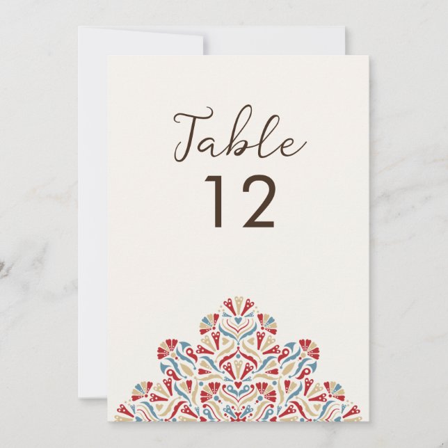 Convites Mandala Floral Delight Número de Mesa de Casamento (Frente)