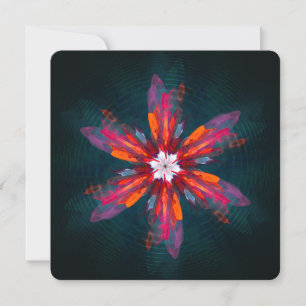 Convites Mandala Floral Flores Laranja Vermelho Azul Abstra